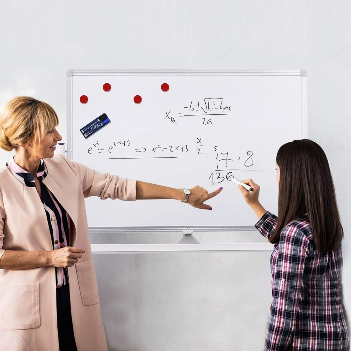 36x48 Double Sided Magnetic Dry Erase Board on Wheels with Stand D3701