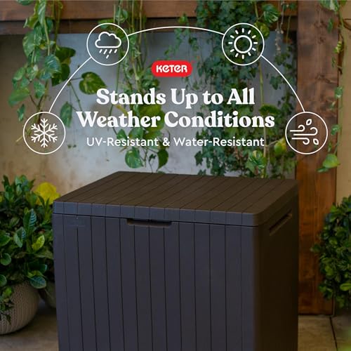 30 Gallon Resin Outdoor Storage Box and Side Table D349