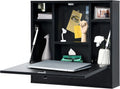 Wall-Mounted Computer Desk with Storage Drawer & Shelves Black P85843