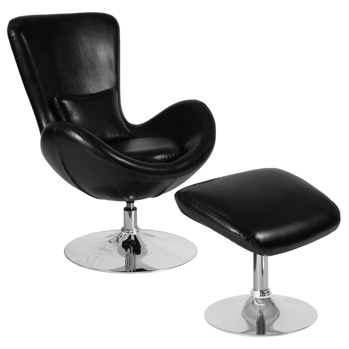 Green Fabric Side Reception Chair with Ottoman Q368175