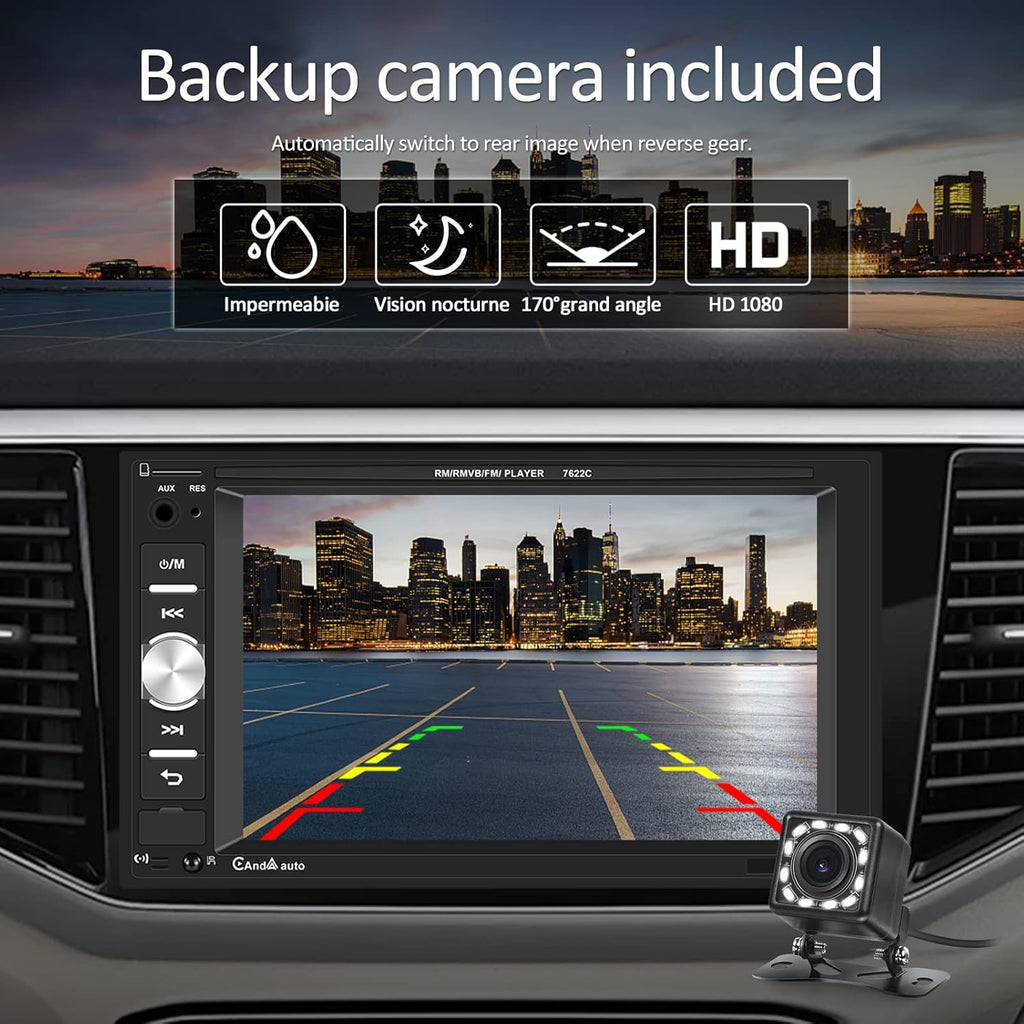6.2" Touch Screen Car Stereo with Carplay Android Auto Bluetooth Backup Camera H940
