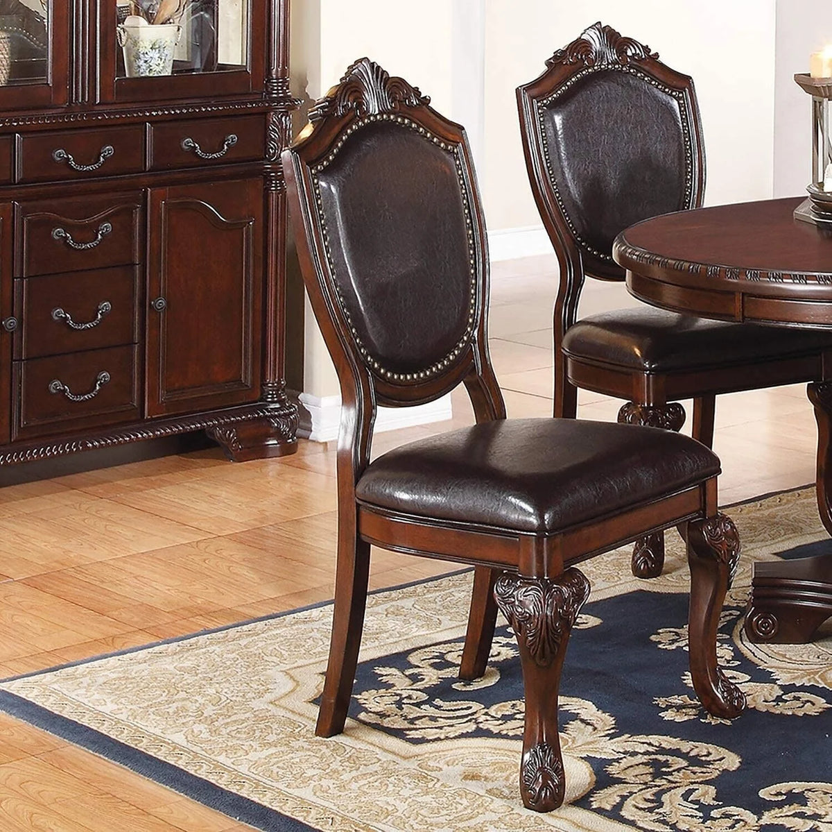 Set of 6 Brown Dining Chairs V536955