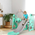 4 in 1 Kids Slide and Swing Set Toddler Play Climber with Basketball Hoop Indoor Outdoor Playground N163642