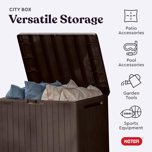 30 Gallon Resin Outdoor Storage Box and Side Table D349