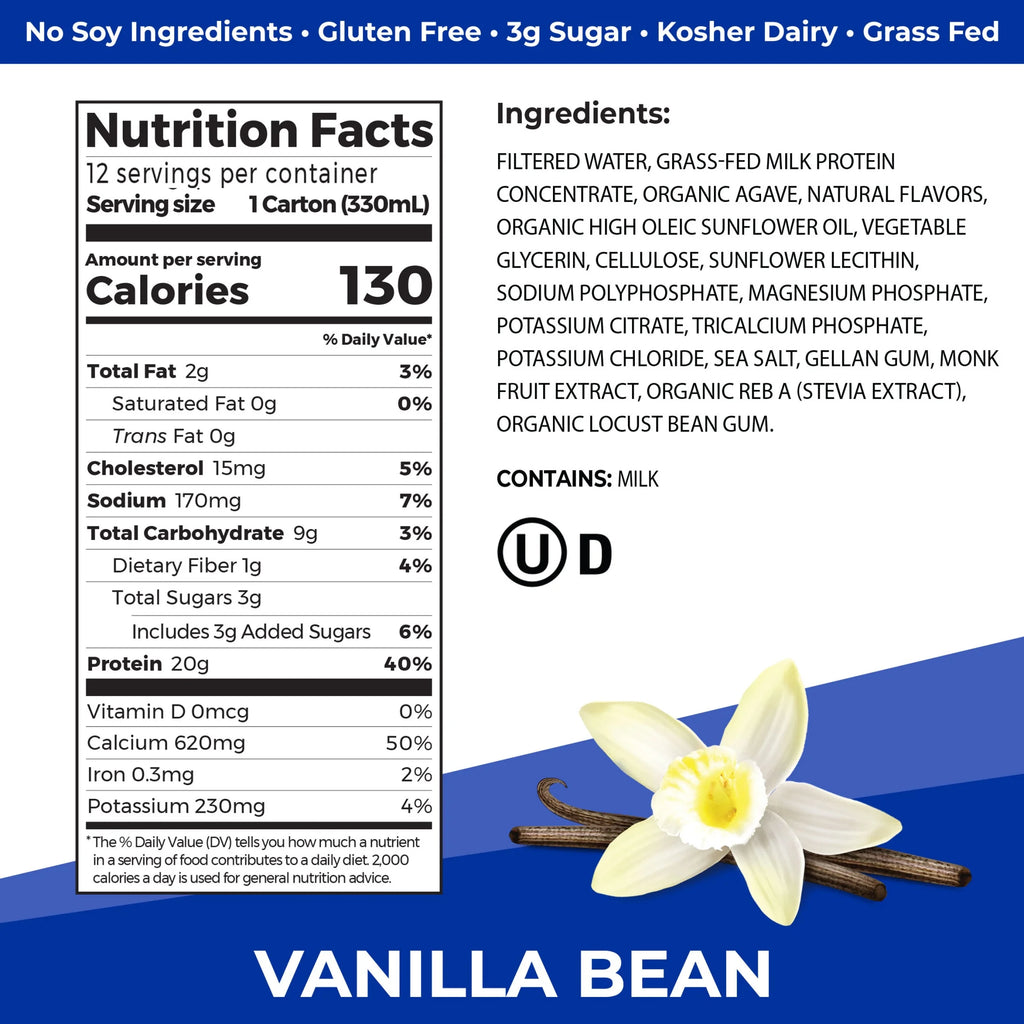 Grass Fed Protein Shake Vanilla Bean 11oz 12ct A7290