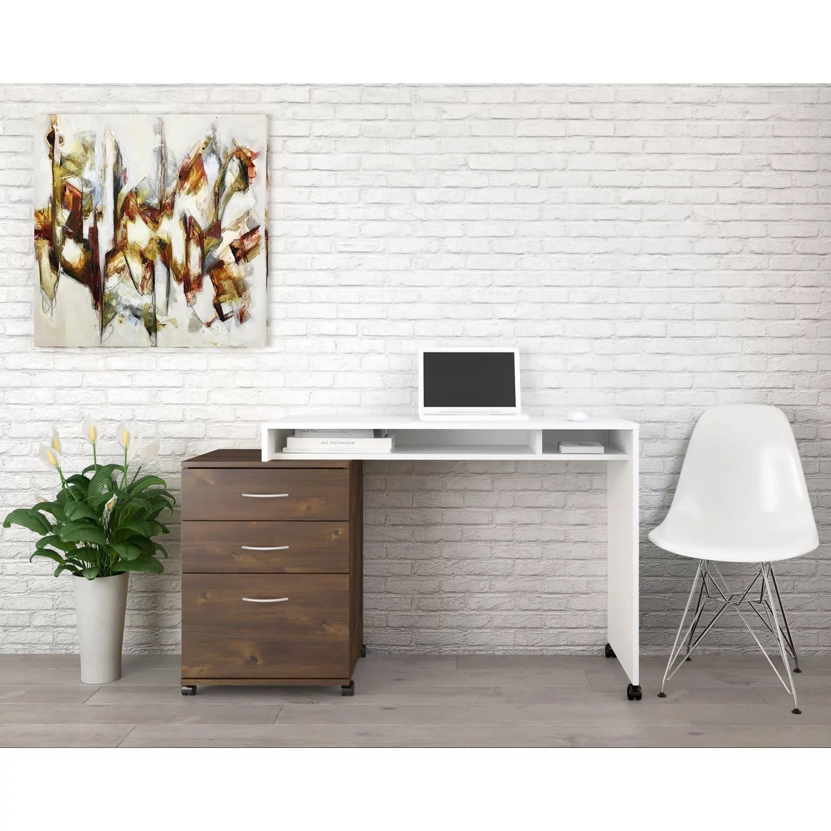 2 Piece Home Office Set White and Black B961444