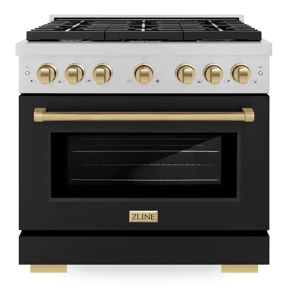 36 5.2 cu. ft. Gas Range with Convection Gas Oven in Stainless Steel with Black Matte Door G309069