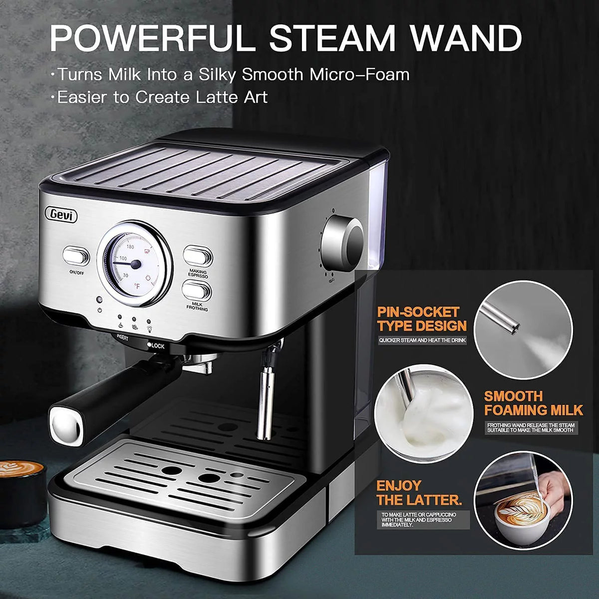 Black 15 Bar Espresso Machine D4548