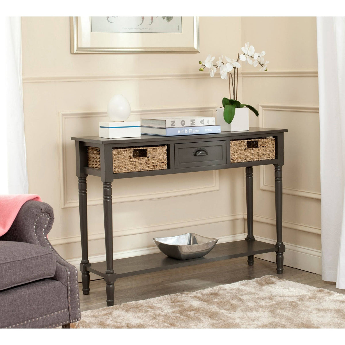 Wicker Console Table with Storage I79701