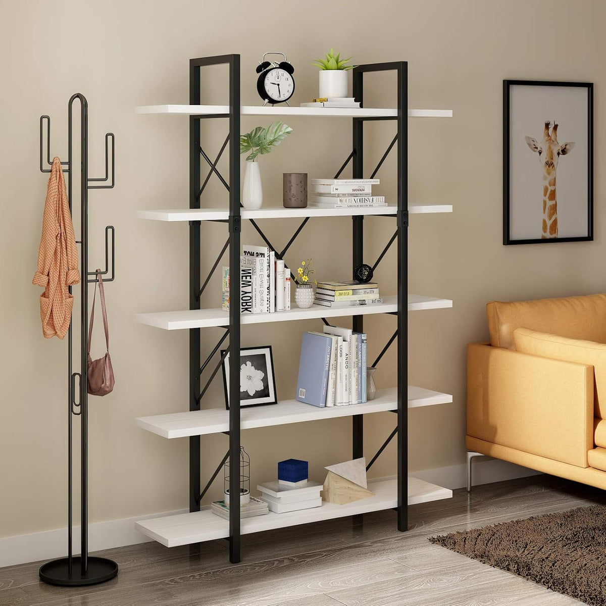 White 5 Tier Bookshelf K10377