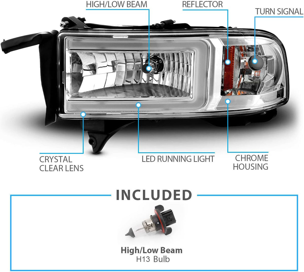 Replacement Headlights Set for Dodge Ram 1500 2500 3500 N7175