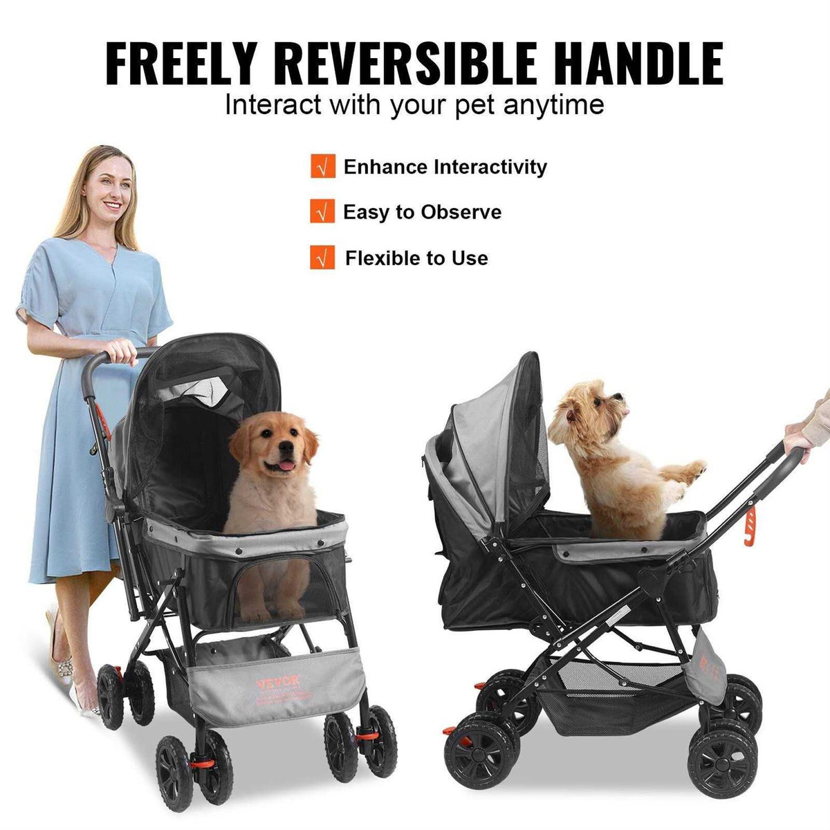 4 Wheels Pet Stroller with Brakes Y895367