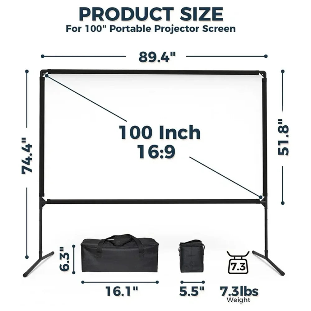 100 inch 16:9 Portable Projector Screen with Stand U186313