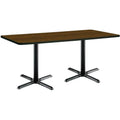 Black X-Base Pedestal Table with Walnut Top M721747