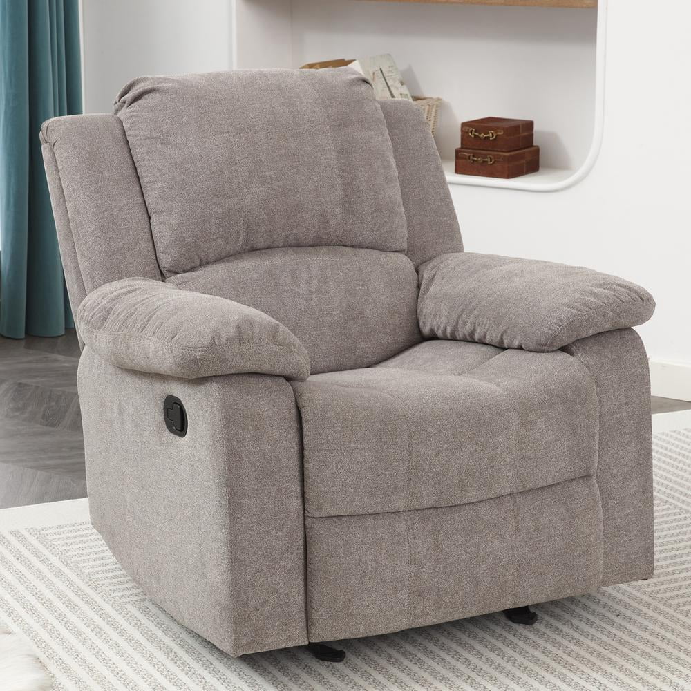 Ash Grey Microfiber Glider Rocker Recliner I694