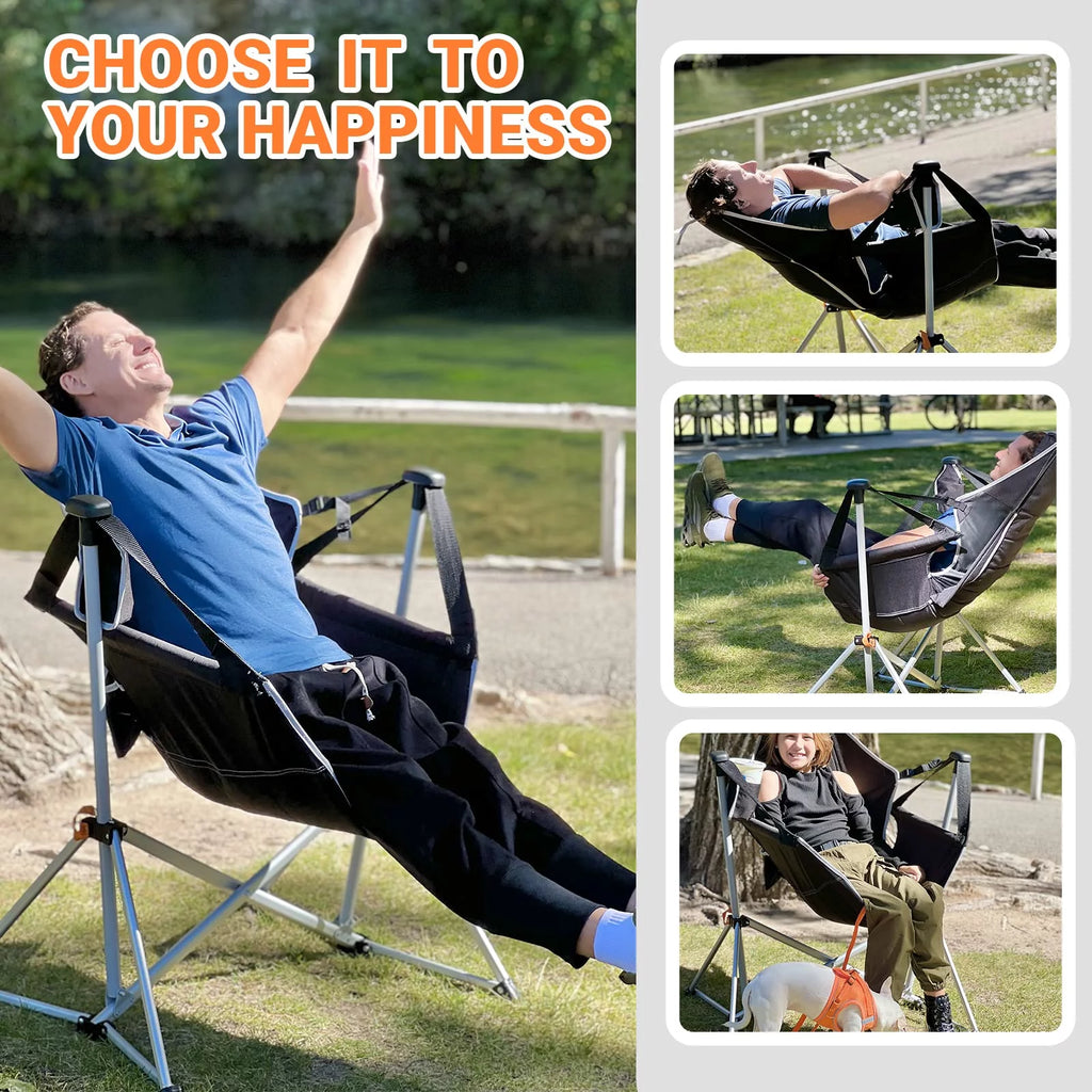 Rocking Camping Chair with Wide Seat, 265 lbs Capacity J64114