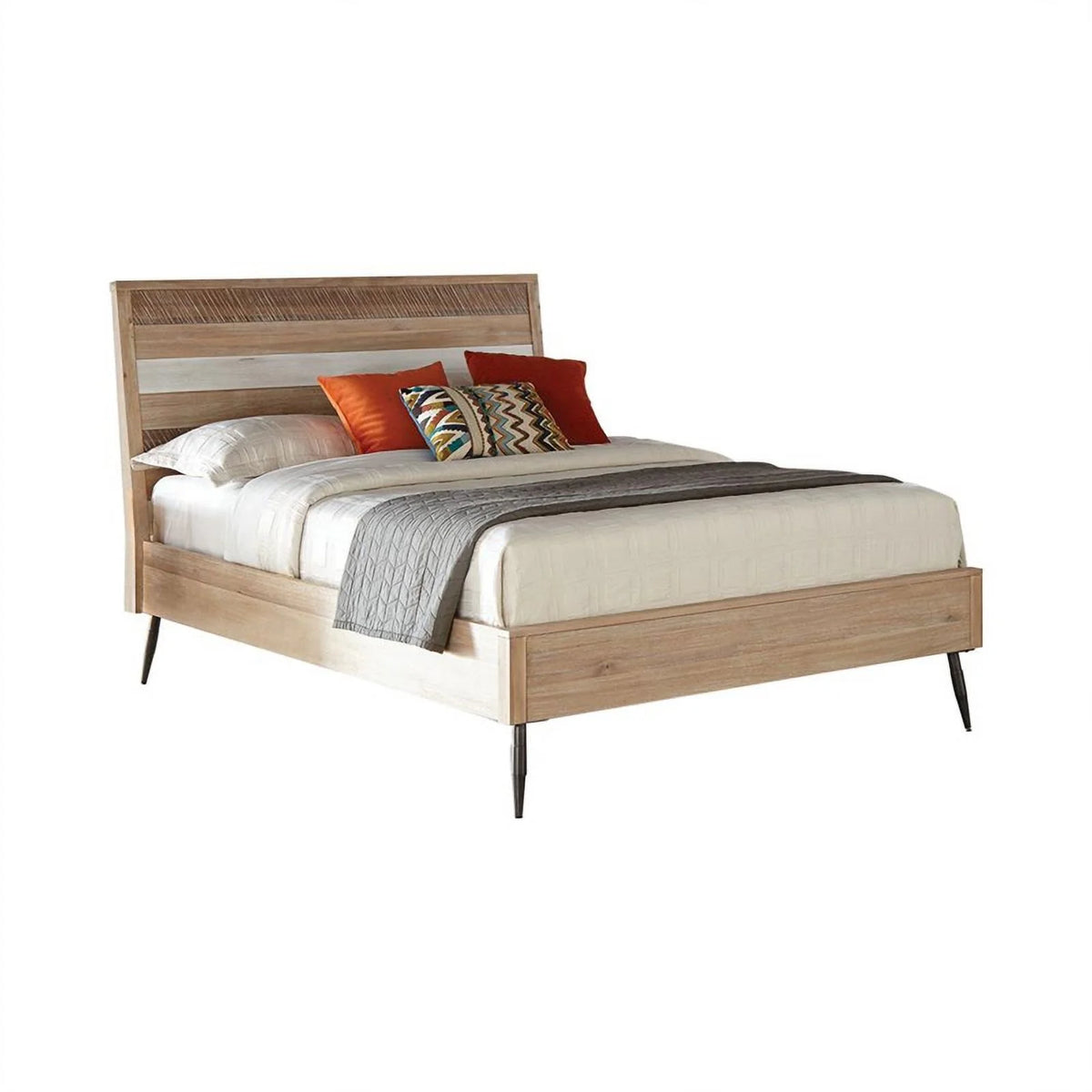 4-piece Brown Wood Eastern King Bedroom Set Q7777