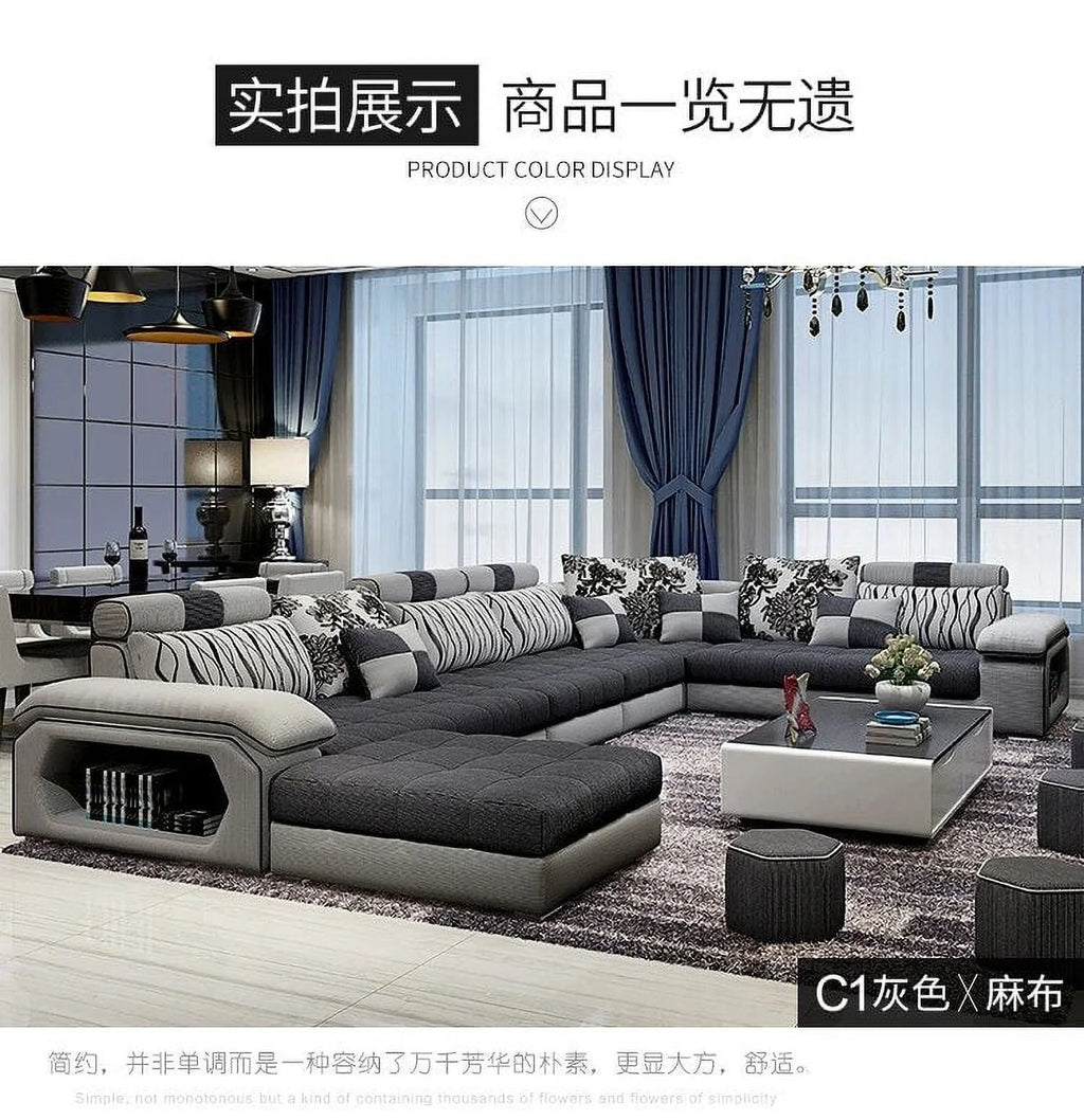 Fabric U Shape Sectional Sofa U174