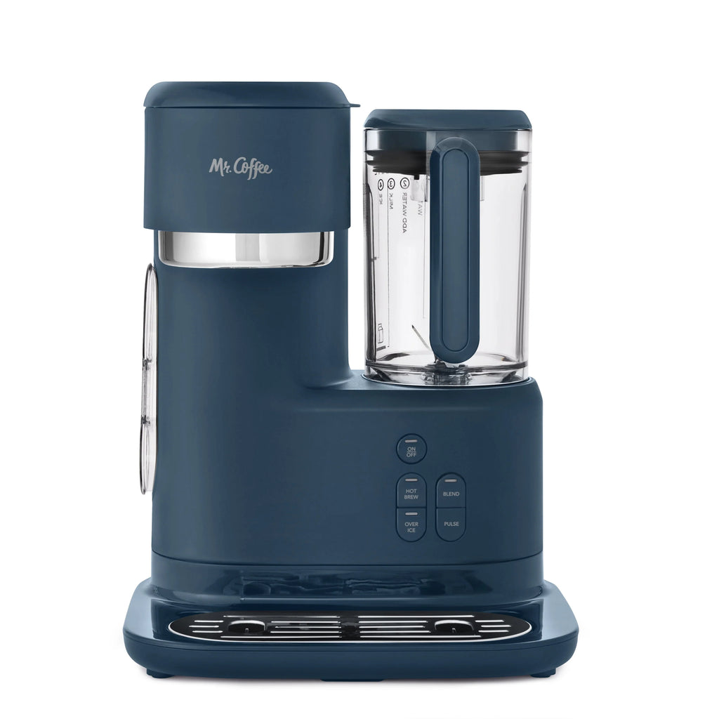Navy Blue Single Serve Iced and Hot Coffee Maker and Blender U23403