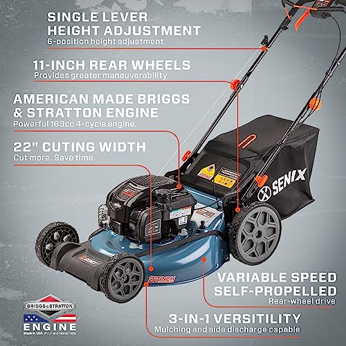 22-Inch Self Propelled Gas Lawn Mower with 163 cc 4-Cycle Engine K199367