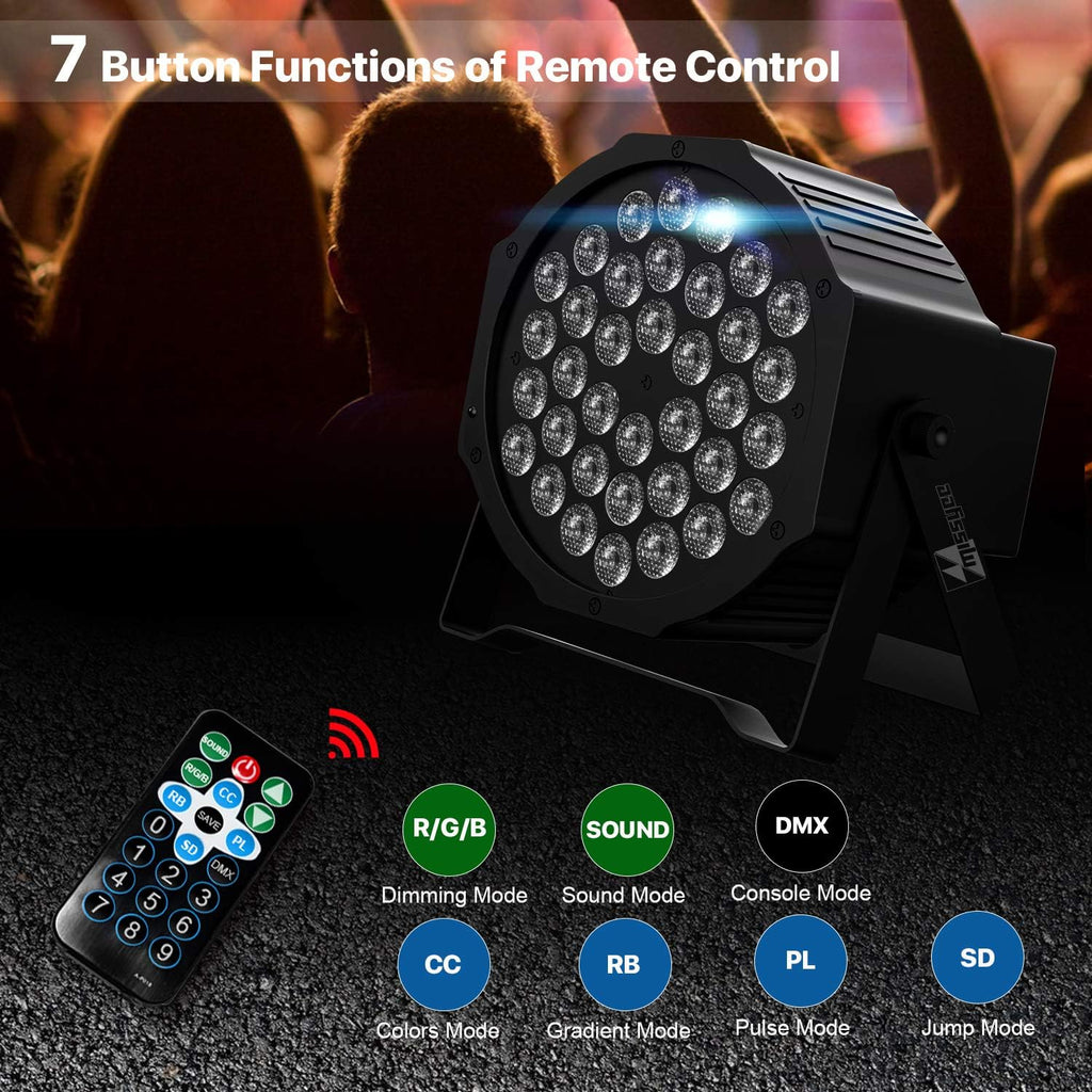 36 RGB LED Stage Lights with Remote Control (8 Pack) C282
