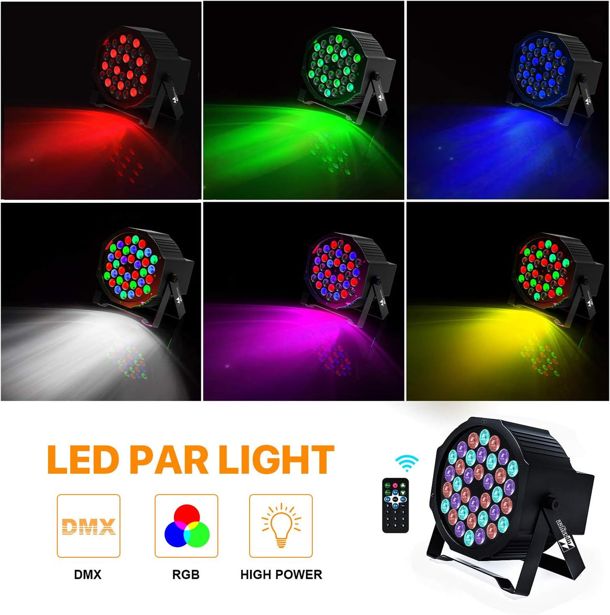 36 RGB LED Stage Lights with Remote Control (8 Pack) C282