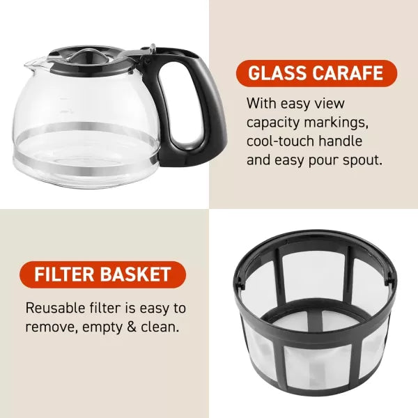 5-Cup Automatic Brew & Drip Coffee Maker with Reusable Filter (Black) S464767