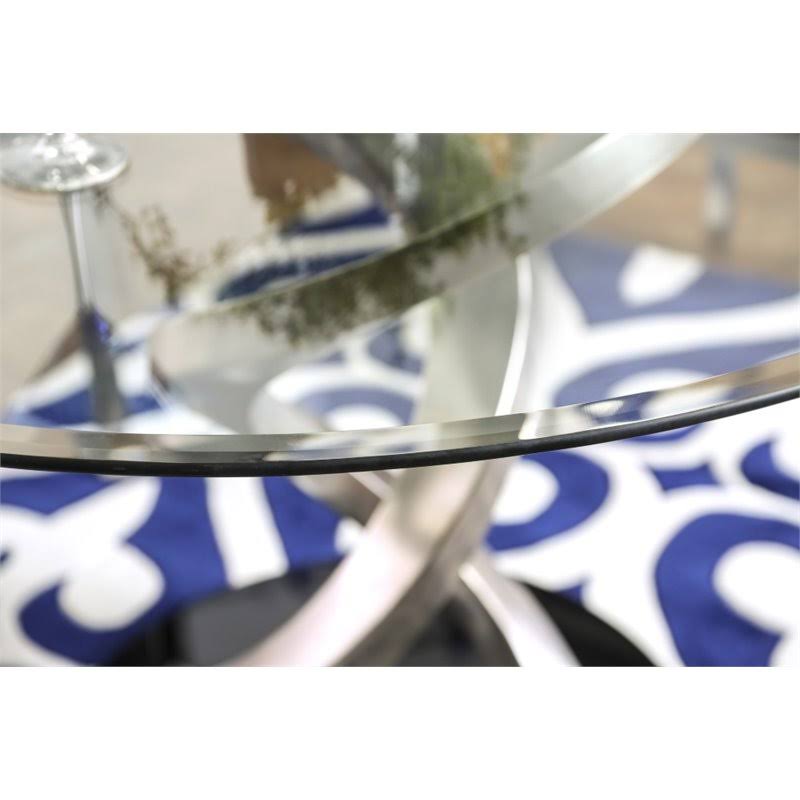 Round Clear Glass Top Dining Table in Silver G880093