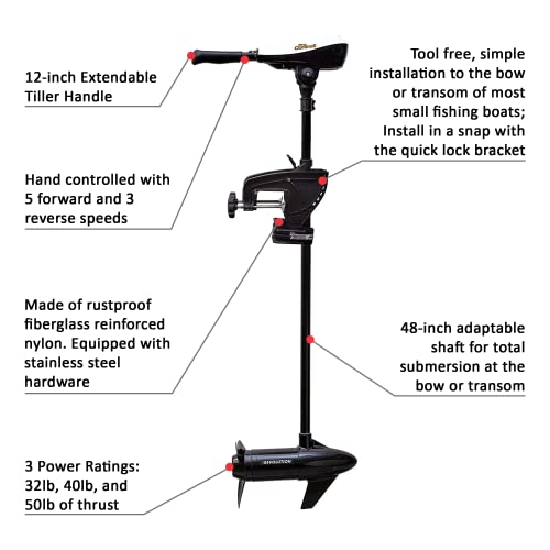 Freshwater Bow or Transom Mount Electric Trolling Motor, 50 lb Max Thrust, 36-inch Shaft D429879
