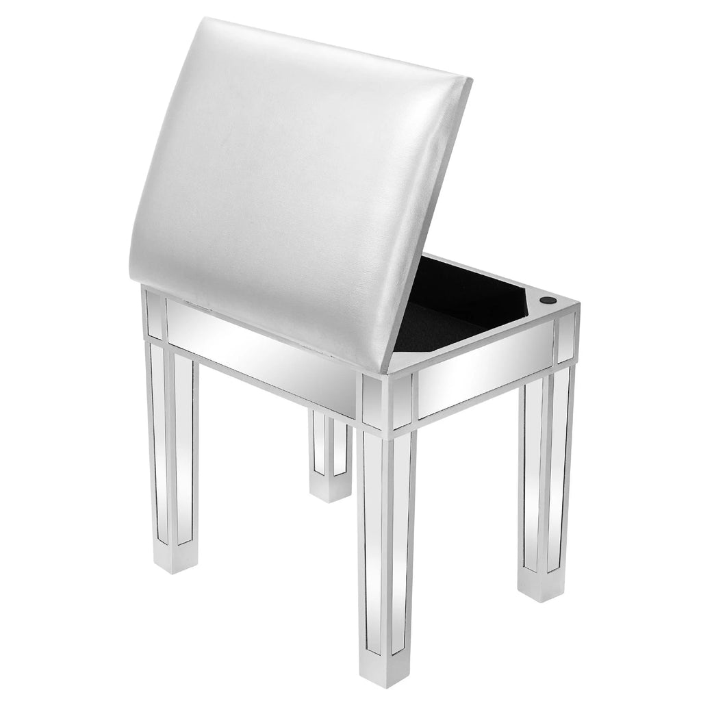 Silver Cushioned Vanity Stool N1843