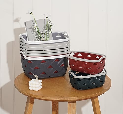 White Plastic Basket with Handles (3, Small) J838209