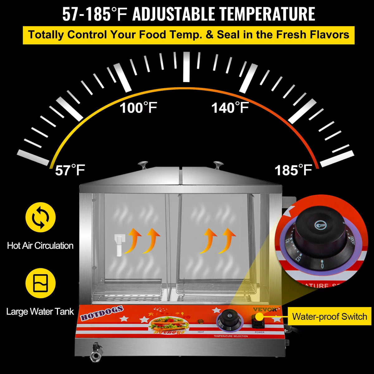 Stainless Steel Electric Hot Dog Warmer with Bun Warmer R257