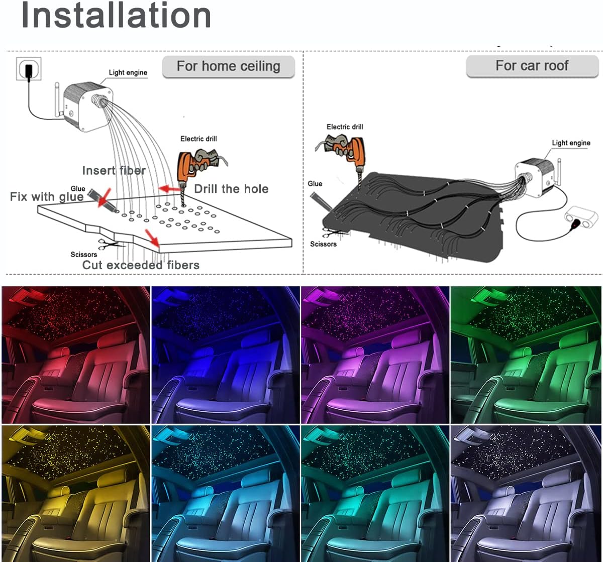 10w RGBW Fiber Optic Star Ceiling Lights Kit N4545