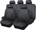 Red Black Faux Leather Car Seat Covers Full Set D74297