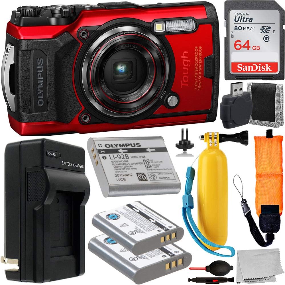 Red Digital Camera with 64GB SDXC Memory Card and 2X Replacement Batteries with Charger Q1954