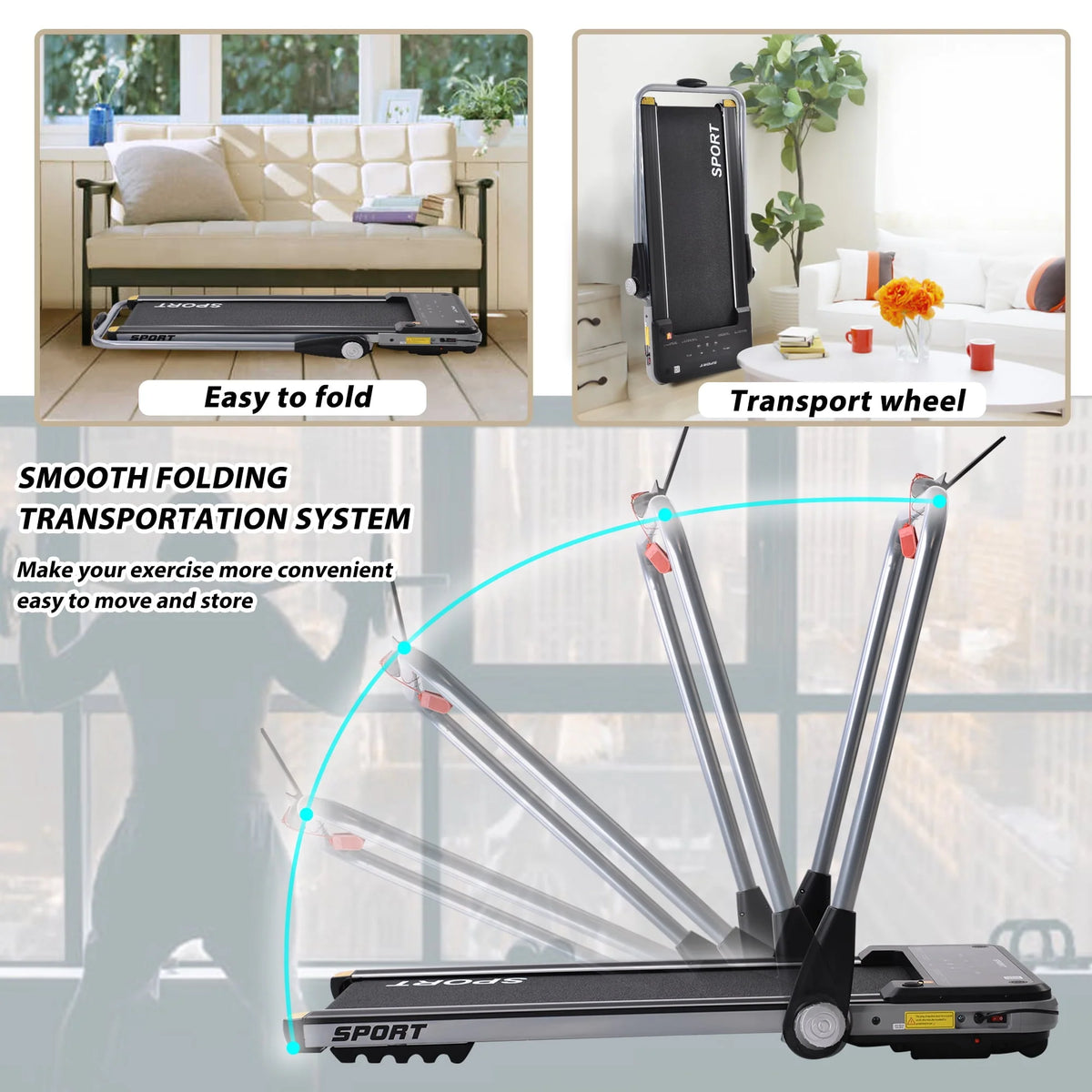 2.5HP Foldable Electric Treadmill U394044