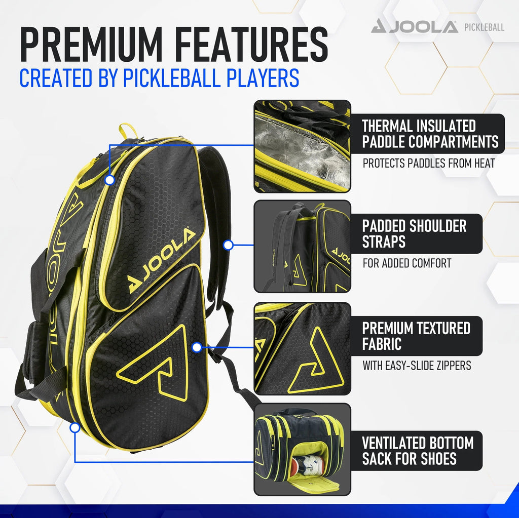 Black/Yellow Pickleball Bag Backpack R29808