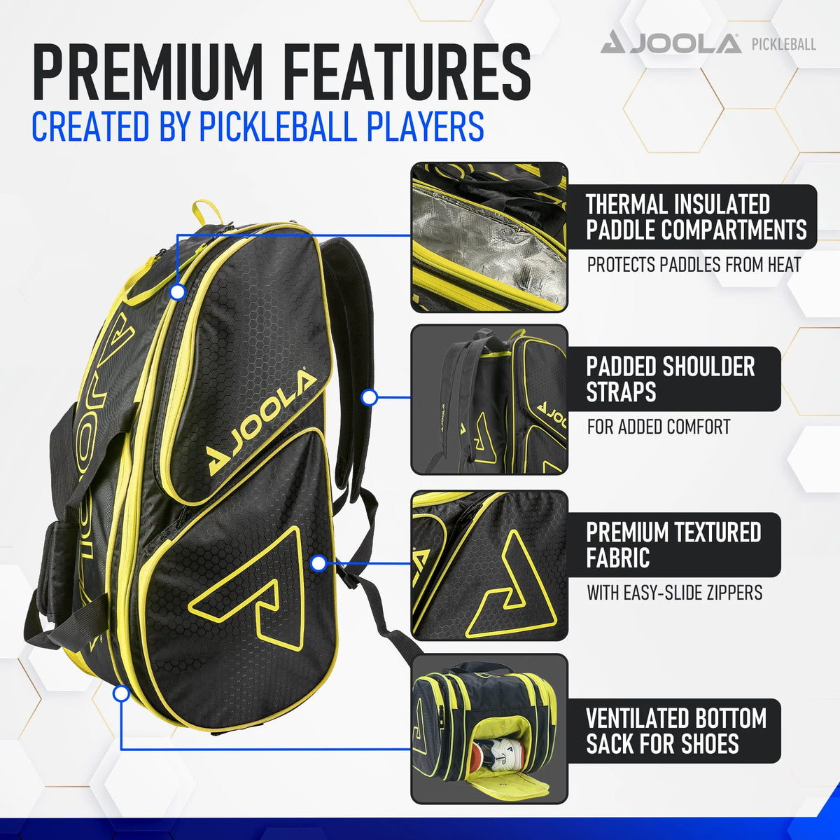 Black/Yellow Pickleball Bag Backpack R29808