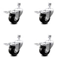 3.5 inch Phenolic Swivel Caster Set with Total Lock Brake L997