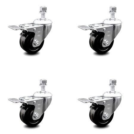 3.5 inch Phenolic Swivel Caster Set with Total Lock Brake L997