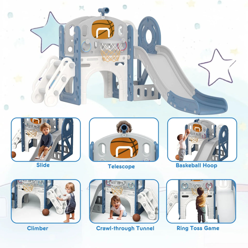 7-in-1 Kids Slide Play Set with Climber D85003