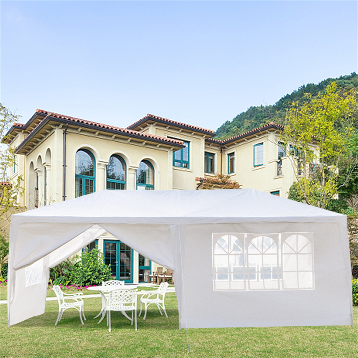 10'x20' Waterproof Outdoor Party Tent with 4 Removable Sidewall and 2 Door R66228