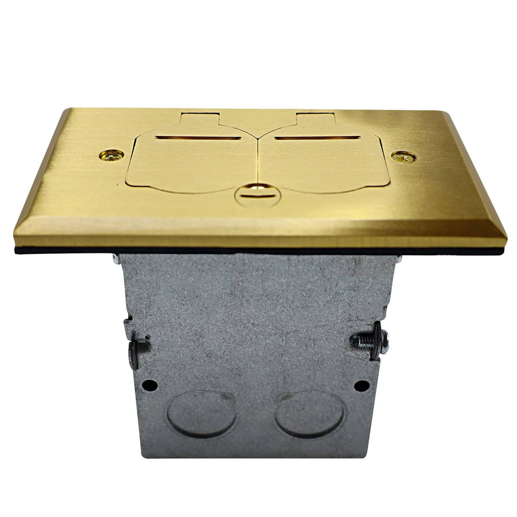 20A Tamper Resistant Recessed Floor Outlet with Flip Lid and Brass Cover K161770