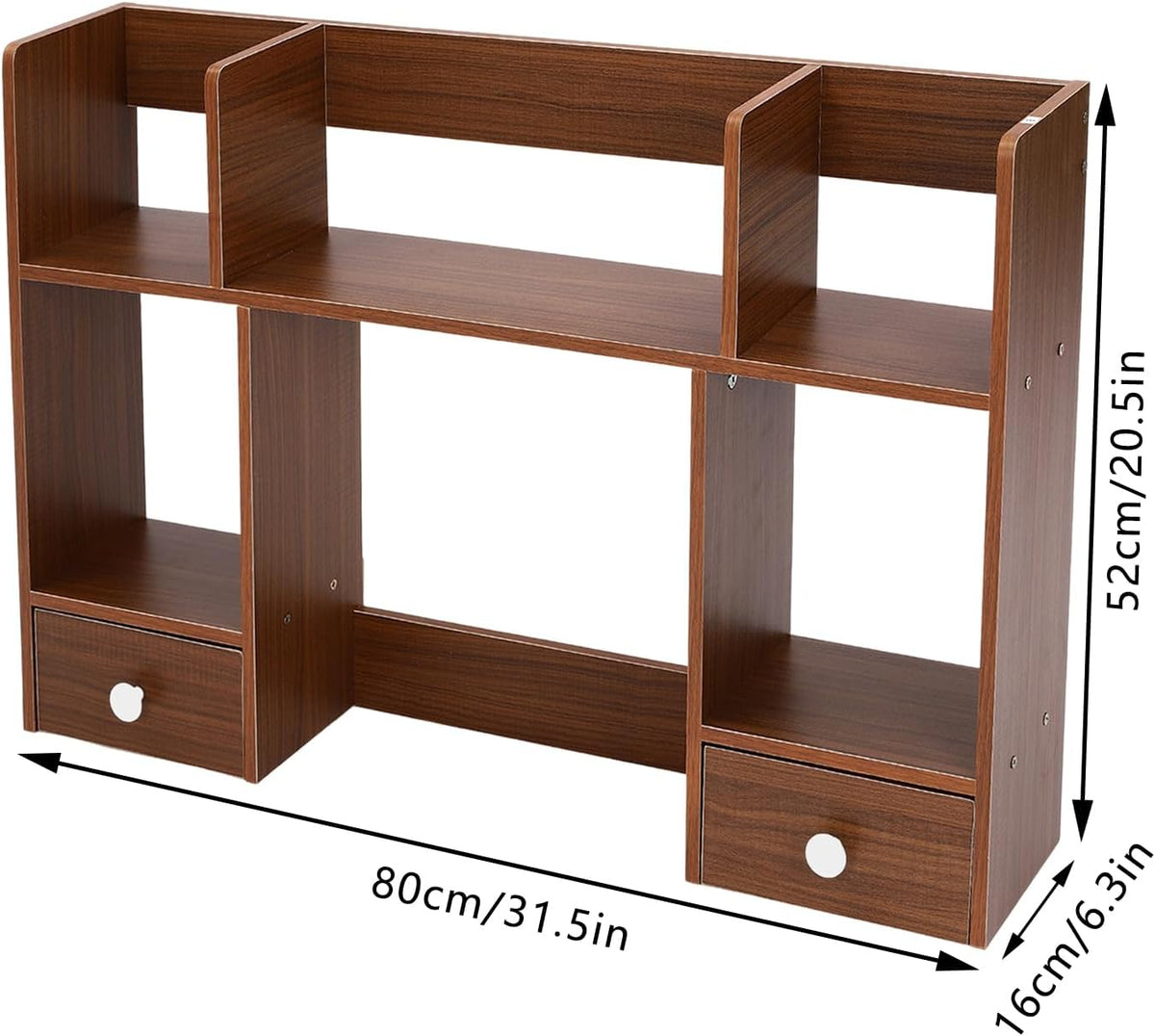 Dark Walnut Wood Desk Hutch with 2 Drawers X849