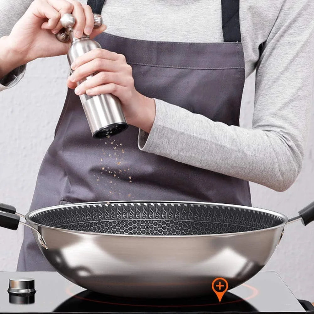 Stainless Steel Non Stick Honeycomb Frying Pan with Glass Lid F5602