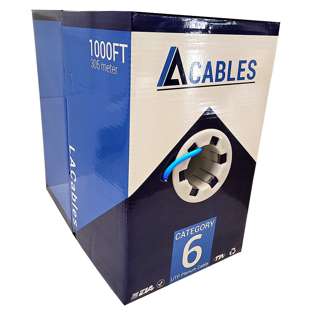 Cat6 Cable 1000ft Solid Conductors 23AWG 4Pair UTP Plenum CMP Rated Blue D546
