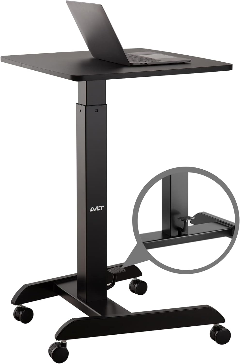 44 Height Adjustable Pneumatic Laptop Standing Desk Cart with Brake Casters M69525