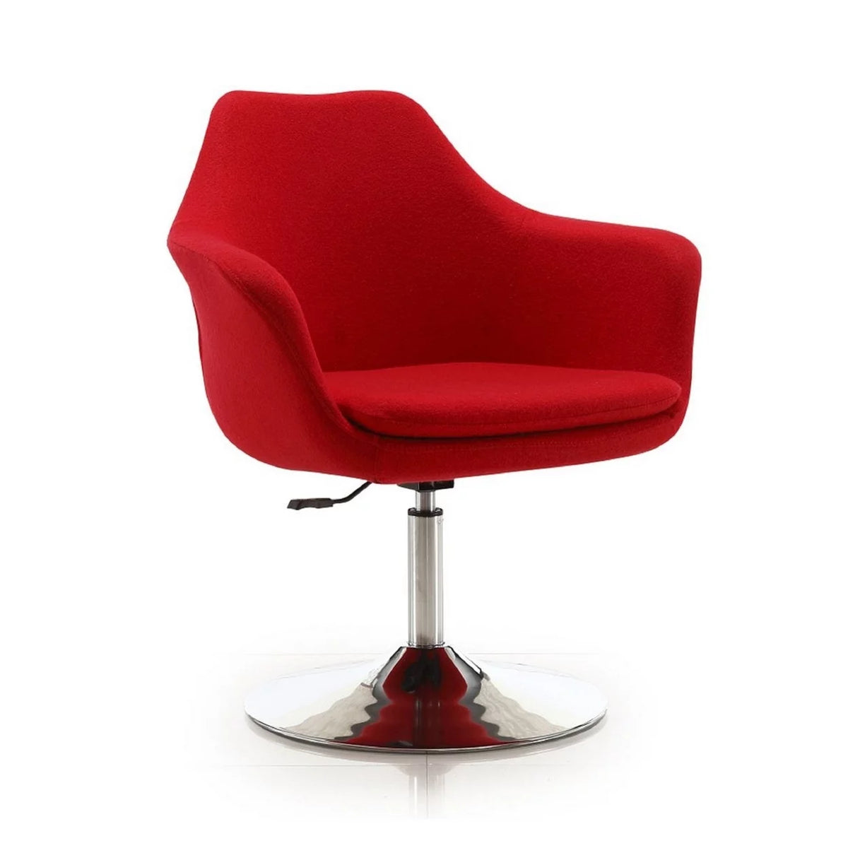 Red Polished Chrome Wool Blend Adjustable Height Swivel Accent Chair N641607