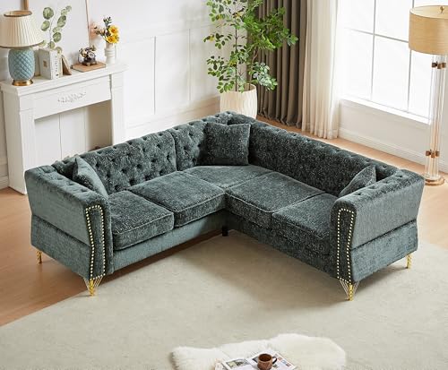 81.5" Chenille L-Shaped 5-Seater Sectional Sofa with 3 Cushions (Gray) G254546