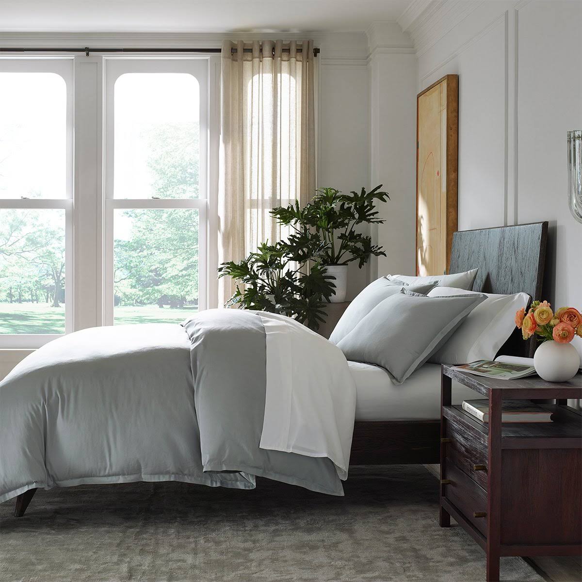 Queen Size Sateen Sheet Set in Slate Blue J330693